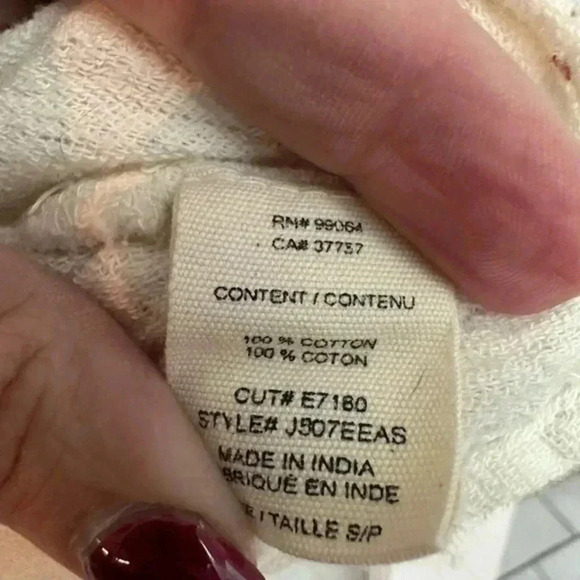 Billabong Cream Long Sleeve Cotton Coastal Beach Bohemian Vibes Blouse Size S - Picture 5 of 6